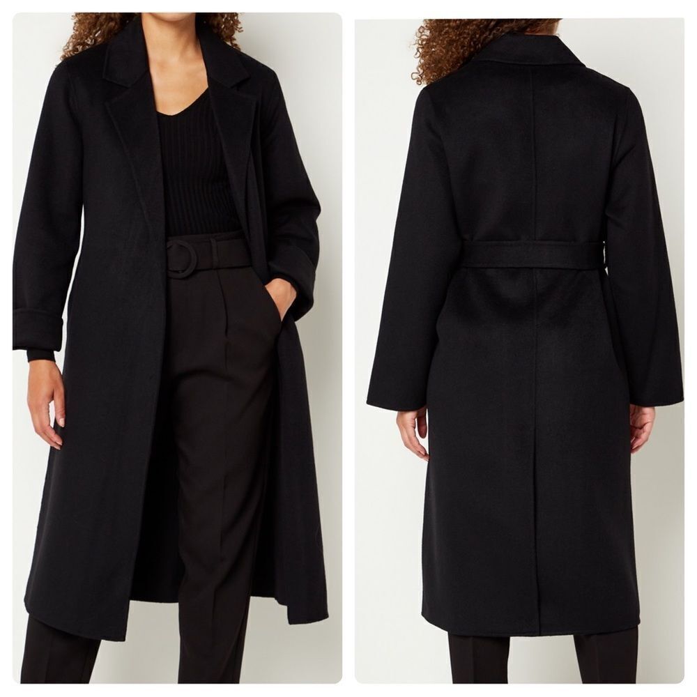 Mango Handmade Wool Blend Coat Black New - Picture 11 of 11